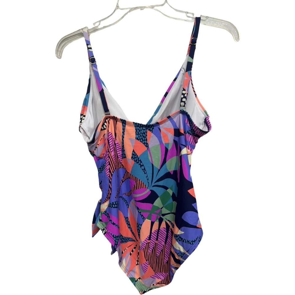 Freshwater One Piece Swimsuit Large Colorful Tropical Tie Waist Beach Vacation - Picture 7 of 10